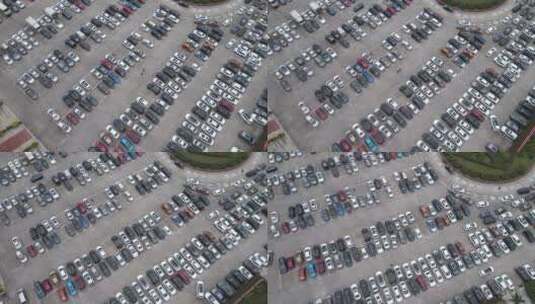 城市大型停车场航拍高清在线视频素材下载