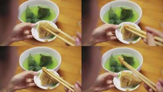 百姓过节吃粽子高清在线视频素材下载
