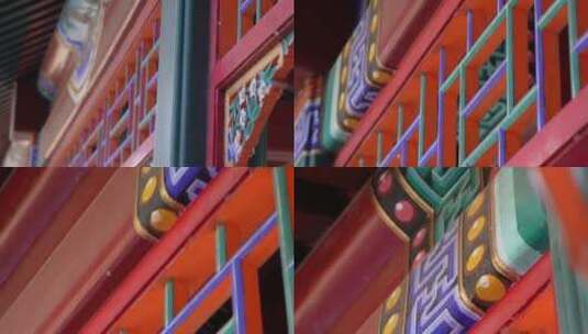 雕花彩绘长廊紫竹院公园古建筑高清在线视频素材下载
