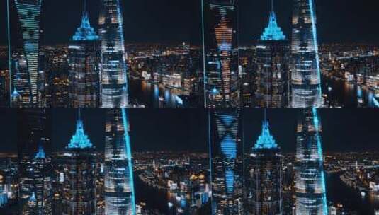 上海航拍夜景高清在线视频素材下载