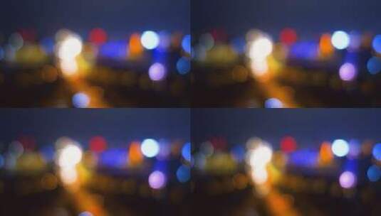 虚化的城市夜景霓虹光斑高清在线视频素材下载