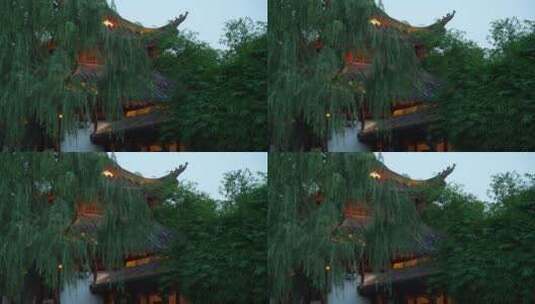 武汉标志建筑黄鹤楼公园夜景高清在线视频素材下载