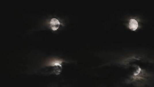 黑云中的月亮高清在线视频素材下载