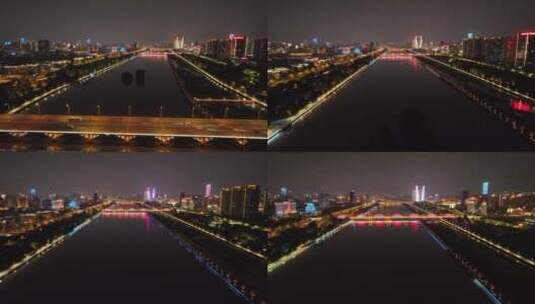 太原汾河胜利桥段夜景高清在线视频素材下载