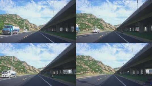 第一视角行驶在高速路上高清在线视频素材下载