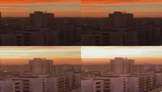1080p-高楼边的黄昏日落风光高清在线视频素材下载