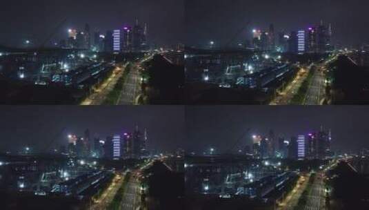 广东省广州市市区城市夜景航拍高清在线视频素材下载
