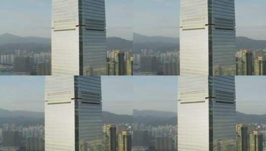 香港第一高楼ICC航拍高清在线视频素材下载