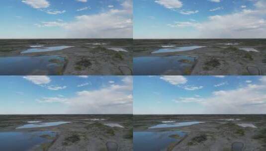 新疆乌拉古湖的落日航拍高清在线视频素材下载