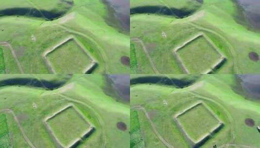 航拍内蒙古金界壕遗址的戍堡高清在线视频素材下载