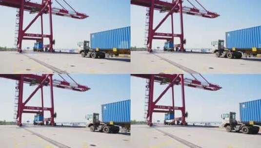 航拍九江港口物流基地高清在线视频素材下载