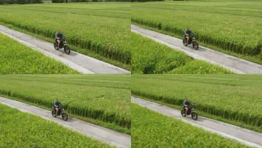 在乡下骑摩托车的人高清在线视频素材下载