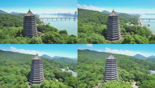 杭州六和塔文化公园高清在线视频素材下载