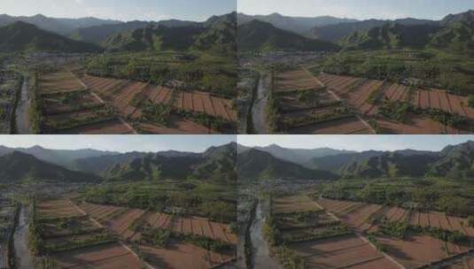 远山田野村庄航拍空镜素材高清在线视频素材下载