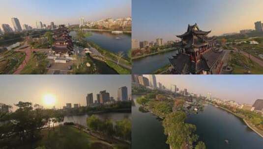 【fpv】穿越武汉紫阳公园高清在线视频素材下载