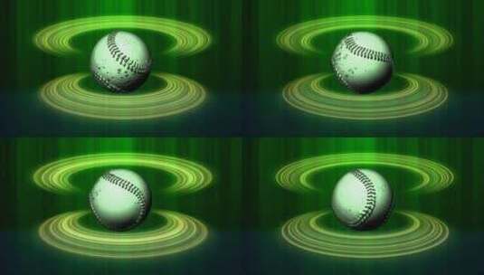 旋转的棒球绿色光环高清在线视频素材下载
