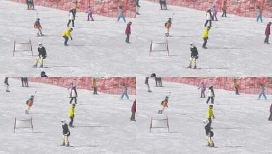 滑雪场景山顶滑雪体育运功国家滑雪场高清在线视频素材下载