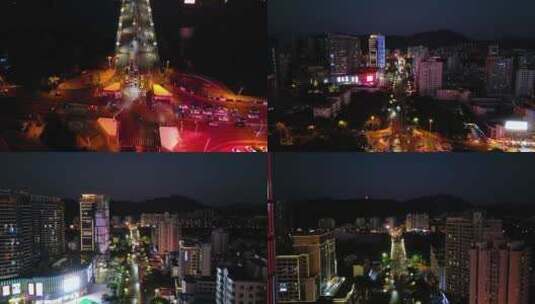 三亚城市夜景航拍高清在线视频素材下载