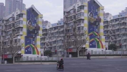 上海浦东南路墙绘高清在线视频素材下载