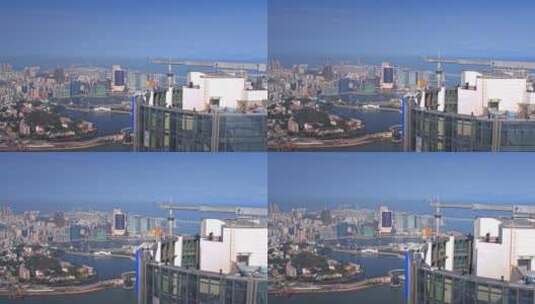 大湾区珠海横琴金融岛澳门城市风光航拍4k高清在线视频素材下载