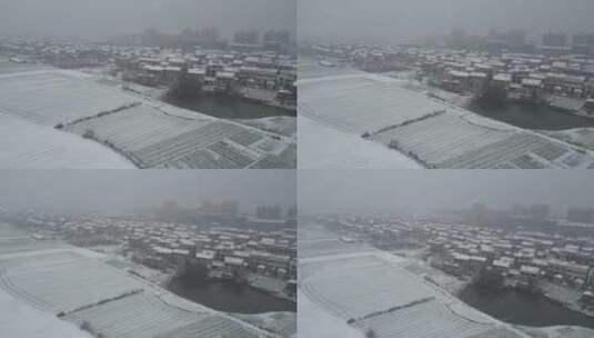 乡村雪景航拍风光高清在线视频素材下载