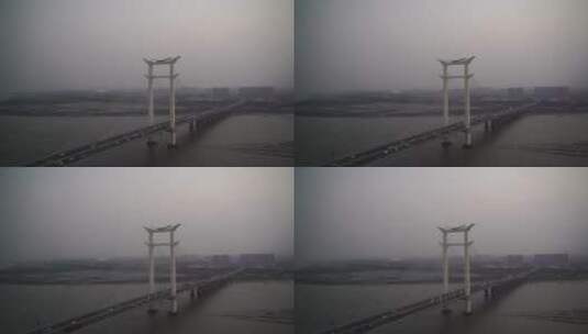 福建省泉州市晋江大桥车流阴天傍晚高清在线视频素材下载