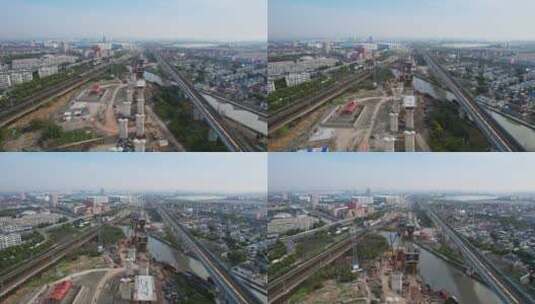 航拍上海城市轨道交通高清在线视频素材下载