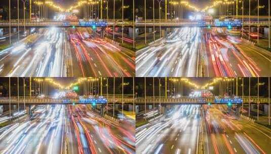 夜晚车辆在城市里穿梭 夜景北京车流线高清在线视频素材下载