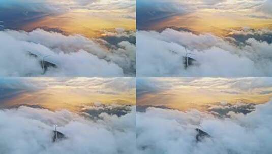 自然风光航拍高山云海 云雾 风车高清在线视频素材下载