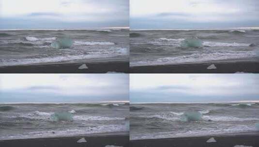 大块冰和波浪高清在线视频素材下载