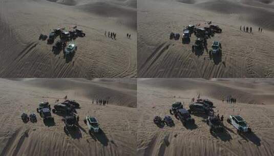 3辆沙丘车沿着格拉米斯沙丘行驶高清在线视频素材下载