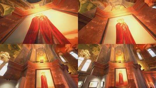 哈尔滨索菲亚大教堂内部壁画装饰4K原始素材高清在线视频素材下载