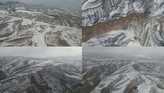 冬天黄土高原雪山积雪高清在线视频素材下载