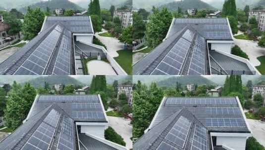 屋顶上的分布式太阳能光伏发电站高清在线视频素材下载