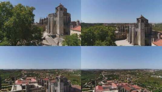 葡萄牙托马尔镇和基督修道院的无人机视图高清在线视频素材下载