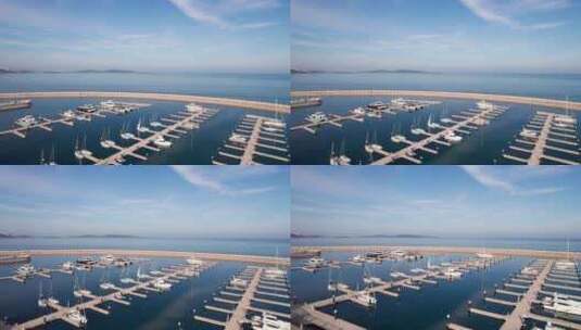 4K 航拍青岛西海岸新区融创游艇会高清在线视频素材下载