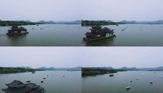 0101高清4k航拍杭州西湖游船跟拍城市高清在线视频素材下载