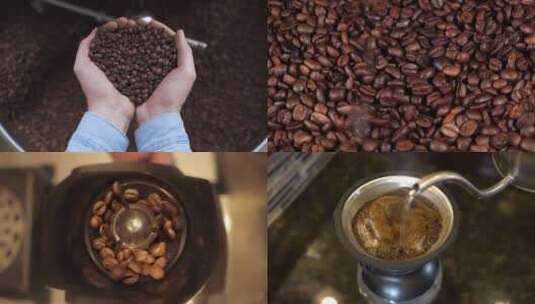 手工研磨咖啡豆冲泡咖啡高清在线视频素材下载