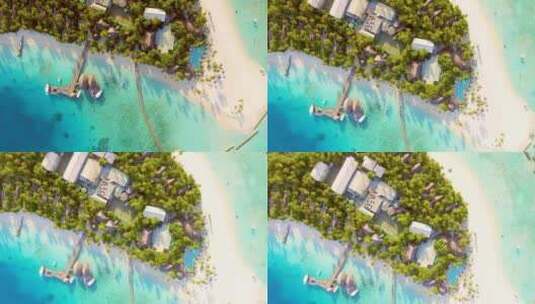 航拍海边度假酒店度假村海浪沙滩马尔代夫高清在线视频素材下载