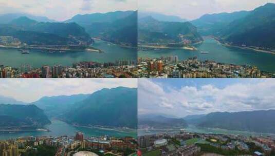游货船经过重庆巫山巫峡口延时高清在线视频素材下载