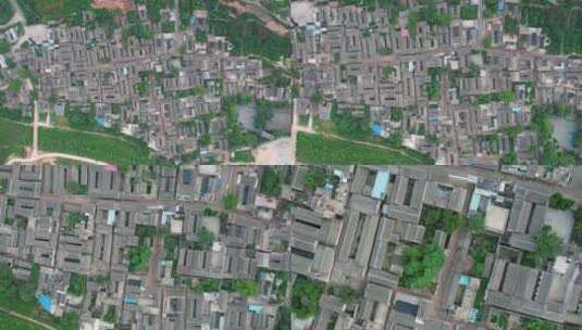 俯拍村落鸟瞰建筑航拍卫星地图中国风古镇高清在线视频素材下载