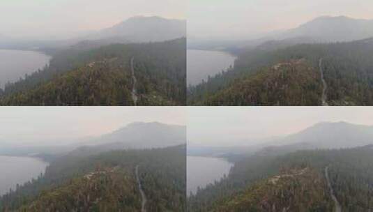 湖边的山脉树木高清在线视频素材下载