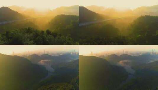 航拍贵阳黔灵山森林公园高清在线视频素材下载