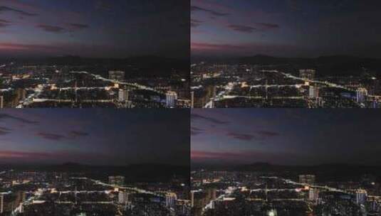 航拍福建漳州日落后蓝调城市夜景6K高清在线视频素材下载