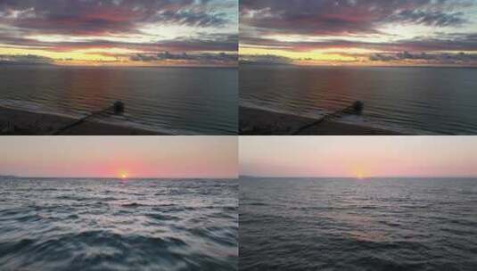 大海航拍落日海面高清在线视频素材下载