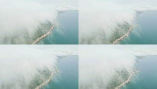 海岛穿云航拍高清在线视频素材下载