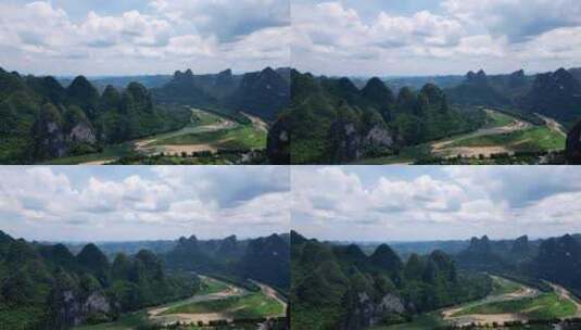 桂林蓝天白云下的喀斯特地貌高清在线视频素材下载