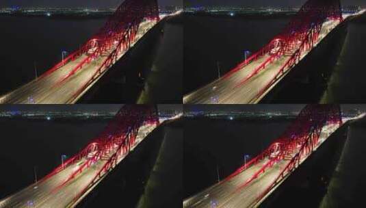 广州大桥航拍夜景延时高清在线视频素材下载