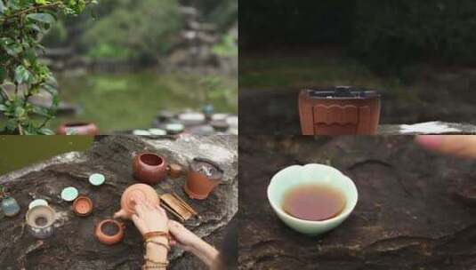 户外喝茶茶具高清实拍高清在线视频素材下载