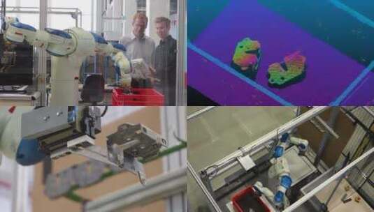 工业科技人工智能机器手臂自动组装货架高清在线视频素材下载